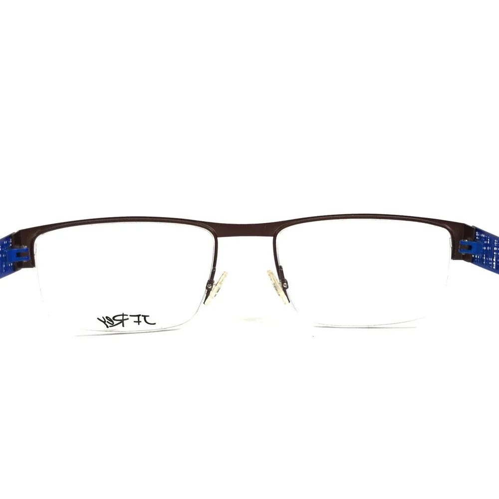 J.F. Rey Eyeglasses Frames JF2585 9522 Brown Blue Woven Half Rim 54-20-145